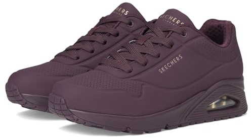 Skechers Damen UNO Stand On Air Sneaker, Burgundy Duraleather/Mesh, 36 EU