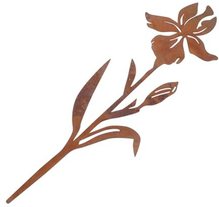 Toddmomy Vintage Metal Flower Garden Stakes - Romantic Floral Design, Brown Iron, 15 Inch - Outdoor Decorative Garden Ornaments for Yard, Patio, Balcony