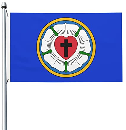 Wetterfest Yard Flag Herz Lutherische Rose Lebendige Farben Outdoor Flagge 90 cm x 150 cm für Camping,Schlafsaal,Garten