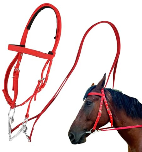 Equestre Trainingsausstattung – Verstellbare Trense je nach Größe des Pferdes, Ausrüstung für Reiter | bequemes Geschirr. aus Nylon mit Gewinde, weiches Design