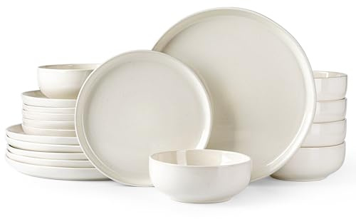 GBHOME Teller- und Schüssel-Set – 18-teiliges Keramik-Geschirr für 6 Personen Kratz- & Spülmaschinenfest | Modernes Geschirr für Mikrowelle & Geschirrspüler