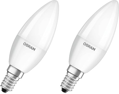 Osram LED BASE Classic B40, matte Filament LED-Lampen aus Glas für E14 Sockel, Kerzenform, Warmweiß (2700K), 470 Lumen, Ersatz für herkömmliche 40W-Glühbirnen, 5 Stück (2er Pack)
