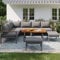 Gartenmöbel Lounge Set 6-TLG für 7-8, Ecklounge Outdoor, Outdoor Loungemöbel Set mit 3 2er-Sofa 2 Hocker und 1 Tisch, Sitzgruppe Gartengarnitur aus Verzinktem Eisengestell, Grau