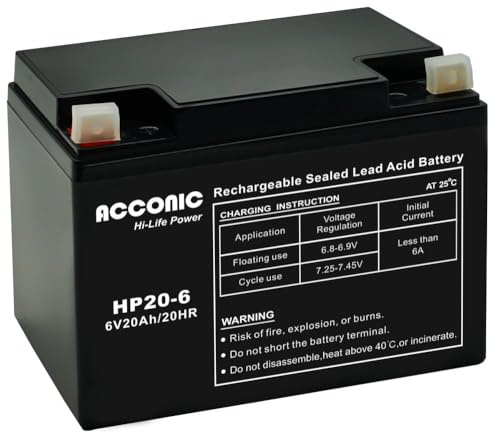 Acconic Hi-Life Power AGM Profi Blei-Akku extrem zyklenfest vorgeladen auslaufsicher (6V 20Ah)