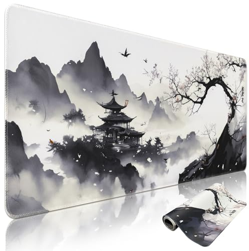 Niviy Alfombrilla Ratón XXL 1200x600x3mm Alfombrilla Escritorio | Pintura con Tinta para Jugadores Protector Escritorio Antideslizante con Bordes Cosidos Base de Goma Antideslizante