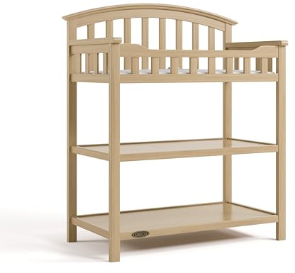 Graco Changing Table with Water-Resistant Changing Pad (Driftwood) – GREENGUARD Gold Certified, Multi Storage Nursery Baby Changing Table