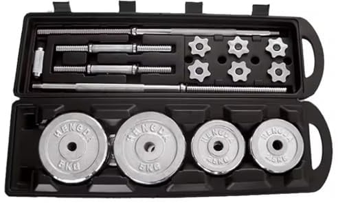 Weight Training Barbell Dumbbell 50kg Set Chromed Cast Iron Home Gym Weight Set Home Gym Fitness Body Toning Modern Fitness