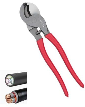 VEVOR High Leverage Cable Cutter, 9-1/4 in Compact, Forged Blades and PVC-Coated Handles, Heavy Duty Cable Cutting Pliers Tool for 4/0 AWG Aluminum, 2/0 AWG Soft Copper and 100-Pair 24AWG Comm Cables