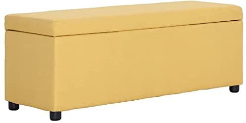 faucqel Bank mit Staufach 116 cm Gelb Polyesterpolsterung Sitzbank Flur Garderobenbank Truhenbank mit Stauraum Sitzbank mit Stauraum Bettbank Schuhbank mit Stauraum