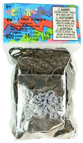 Rainbow Loom Twistz Bandz Latex Free Rubber Band Refill + C-Clips – Black