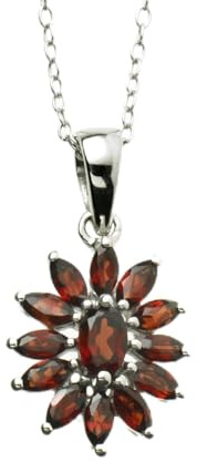 Anderson & Webb Red Ruby Garnet Marquise Pendant Necklace 45cm with Siver Plated Ball Earrings