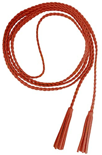 Nanxson Damen Taillengürtel Gewebte Quasten Kettengürtel Leder Dünner Gürtel für Kleid PDW0042 (orange)