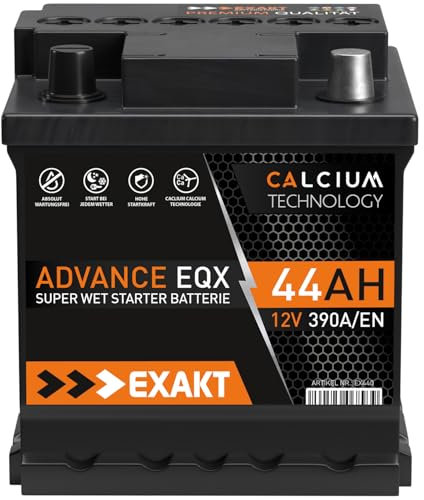 EXAKT Autobatterie 12V 44Ah Starterbatterie PKW KFZ Auto Batterie (44Ah)