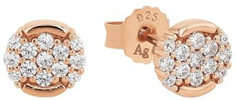 Amor Ohrstecker 925 Sterling Silber Damen Ohrschmuck, mit Zirkonia synth., 0,7 cm, Roséfarben, Kommt in Schmuck Geschenk Box, 2023900