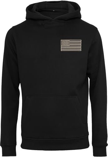Baddery Hoodie Herren: USA-Flagge mit Stick Patch - Männer Pullover - US Army Kapuzenpullover für Herren (M)