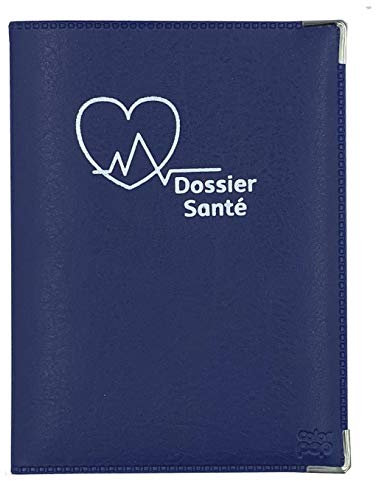 Porte Ordonnance Bleu Marine étui Carte Vitale mutuelle examens médicaux Dossier santé