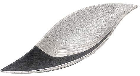 Edle Moderne Deko Designer Keramik Schale/Platte/Naschschale/Dekoschale in Silber-grau, ca. 41 x 14 x 6 cm.
