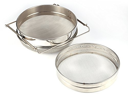 Passoire à Miel en Acier Inoxydable Double Filtre avec Pognée Réglable Apiculture Tamis à Miel Extracteur Miel Outil Filtre pour Apiculture