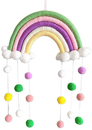 Shiwaki Arcobaleno Decorazione da Parete macramè Appeso, Tessuto macramè Decorativo per la Stanza, Carino Decorazione da Parete Adatto per Ornamenti Festival Regali (Verde)