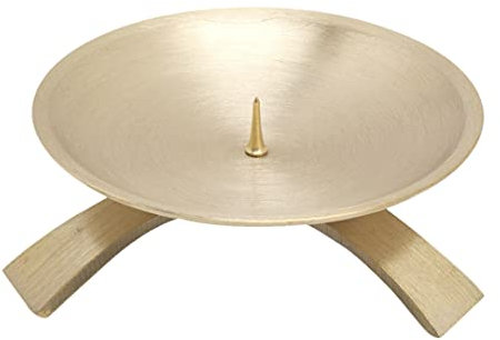 NKlaus Dreifußleuchter Ø9,5cm mit Dorn klein Messing Gold Kerzenleuchter Altarleuchter 10704