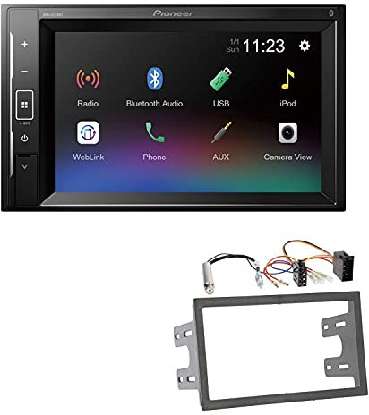 Pioneer DMH-A240BT 2-DIN Autoradio Bluetooth USB passend für Volkswagen VW Polo 9N bis 2009 schwarz mit ISO