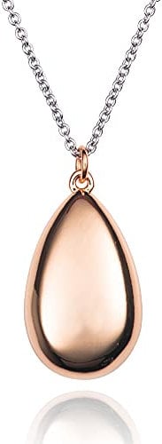 namana Silver and Rose Gold Teardrop Necklace for Women and Teenage Girls, Cute Silver and Rose Gold Drop Necklace for Women, Two Tone Colour Silver and Rose Gold Pendant Necklaces for Women