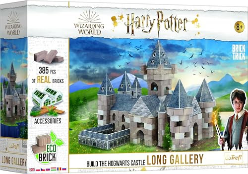 Trefl Brick Trick Build with Bricks – Long Gallery - Harry Potter, Hogwarts, Magie, Über 385 Bausteine, ECO Baustein, DIY, Wiederverwendbar, Kreativset für Kinder ab 8 Jahren.