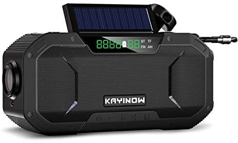 Kavolet Solar Radio, Tragbar Kurbelradio Dynamo Radio mit AM/FM, 5000mAh Power Bank Ladegerät Blitzlicht, LED Taschenlampe, SOS-Alarm für Notfall Outdoor, Outdoor-Camping-Überlebensradio