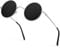 ANYLUV Round Polarised Sunglasses - Unisex Circle UV Protection for Men and Women, Black Wire Metal Frame (45mm)