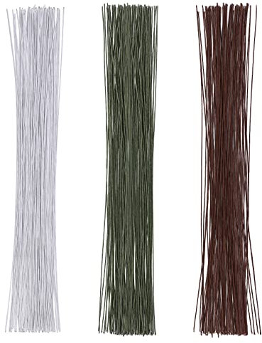 150 Pcs Floral Stem Wire, 22 Gauge WhiteGreenBrown Bouquet Stem, Bouquet Banquets, DIY Flower Crafts