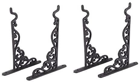 Cusstally Paquete de 4 de suspensión de acero inoxidable para jardineras de hierro fundido tornillos, soportes de pared de metal vintage para comederos de pájaros, jardineras, linternas