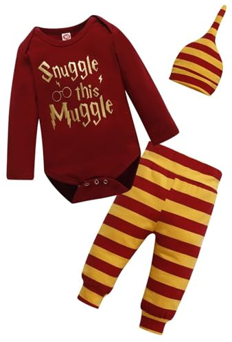 OTKARXUS Baby Boy Clothes,Infant Long Sleeve Romper + Hat + Striped Pants 3PCS Outfits Sets,Long Sleeve Suit for Unisex Boys Girls