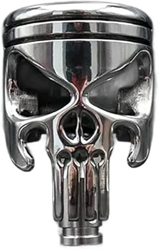 Schaltknauf aus Motorradkolben, JDM Edelstahl Schädelform Schalthebelknauf Schaltsack Auto Schaltkopf Schalthebel Griff passen die meisten automatischen manuellen Fahrzeuge (A)