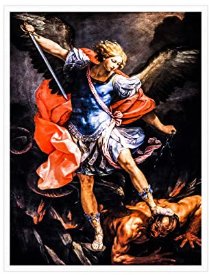 NONBER Erzengel Michael Destroys The Demon Painting Poster Leinwand Kunst Poster und Wandkunst Bild Druck Moderne Familie Schlafzimmer Dekor Poster 40,6 x 50,8 cm (ungerahmt)