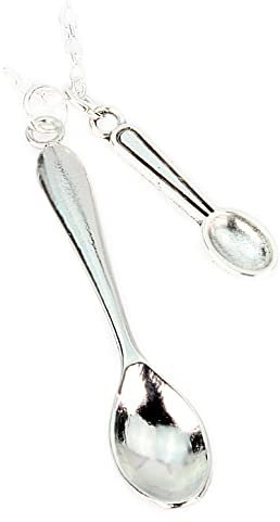 bluebubble SPOON THEORY Silver Double Spoon Necklace on Gift Card