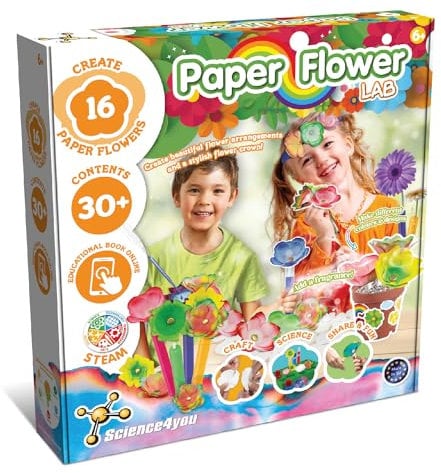 Science4You Bastelset Basteln Sie Ihre eigenen 16 Papierblumen, kreatives, Pädagogisches Spielzeug, Geschenk für Kinder ab 6 7 8 9 Jahren