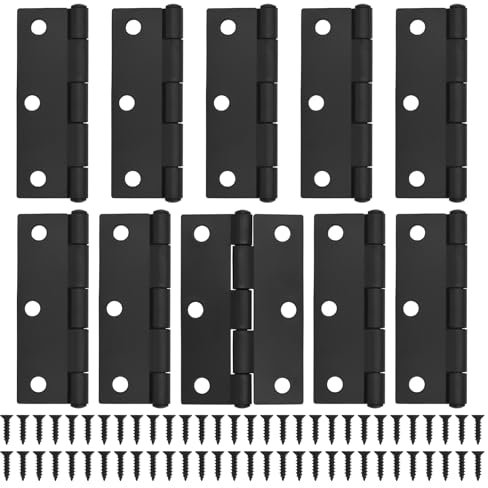 JJWNMLL Bisagras de puerta 10 piezas - 75mm(3 inch)Armario Puerta Bisagras de negra con 60 piezas de negra Tornillos Bisagras de la puerta interior para el hogar Muebles de madera Bisagra de la puerta