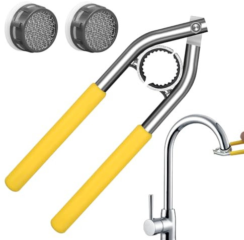 Schlüssel, Wasserhahn Schlüssel mit 2PCS Edelstahl Serviceschlüssel für Strahlregler Wasserhahn Schlüssel, Universal Spezifikation Multi Strahlregler für Badezimmer Küche