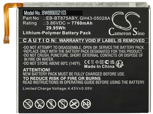 vhbw Akku kompatibel mit Samsung Galaxy TAB S7 5G UW 11.0, TAB S7 11.0 Tablet Pad (7760 mAh, 3,86 V, Li-Polymer)