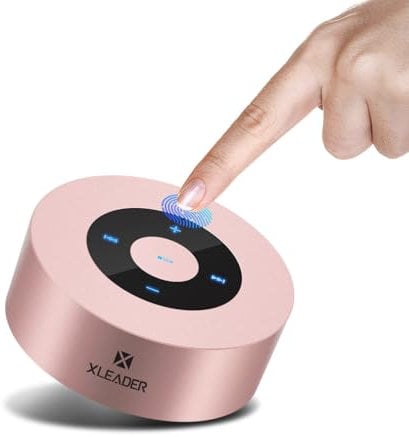 Xleader Mini Bluetooth Speaker (Gift Box Packed) Portable Speakers Bluetooth Wireless with Micro SD/Mic/Aux input, Touch Screen, 12H Playtime, Cute Pink Small Speaker for iPhone Laptop Shower Office