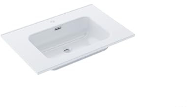 BAIKAL Lavabo sobre Encimera | Lavabo Baño | Lavamanos sobre Encimera | Lavabo Cerámico | Rectangular | Blanco Brillo | Fondo 46cm | Ancho 71cm