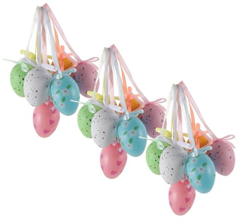 PRETYZOOM 54St Ostereier Origami-Sternenpapier Osterei selber Machen mit Spielzeuge Kinderspielzeug Hängender Eieranhänger hängendes Ei künstlich Korb Baumschmuck Dekorationen Plastikeier