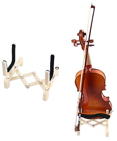 HEMOTON Weißer Verstellbarer Violinenständer aus Kunststoff | Faltbar und Tragbar, mit Schwammauflage, Nutzbar und Ausziehbar