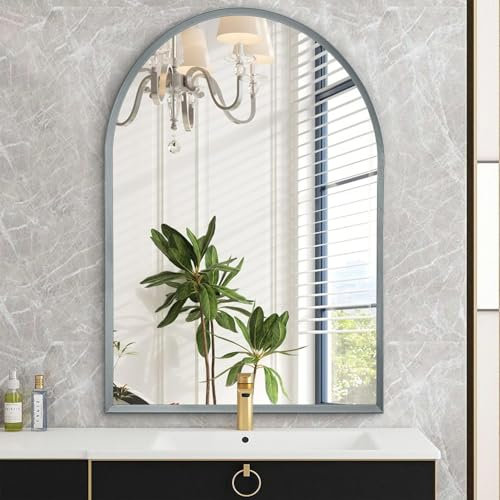 HLFMVWE Arch Bathroom Mirror, Metal Frame Vanity Mirror, Dresser Mirror, Arch Decorative Mirrors for Living Room Bedroom Entryway Mantle 30 x 40CM