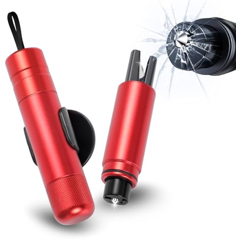Sosayet 2 In 1 Gurtschneider Notfallhammer - 2 Stück Hammerdex Glasbrecher - Notfallhammer Auto mit Gurtschneider - Aufgerüstet Emergency Rescue Tool - Sicherheitshammer Auto fürs Bus, PKW, LKW (Rot)