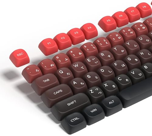 Womier MOA Keycaps Japanese,PBT Keycaps 60 75 100 Percent,Cute Dye-Sublimation134 Keys Custom Keyboard Key Cap for Cherry Gateron MX Switches Mechanical Keyboards, Gradient Red