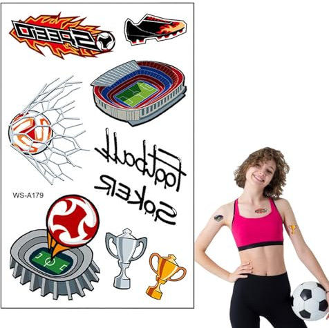 Football Water Bottle Stickers, Sports Stickers for Children, Football Stickers, Ball Stickers - Pack of 10 Waterproof Stickers for Body and Face, Stickers for Football Teams, Party Accessories