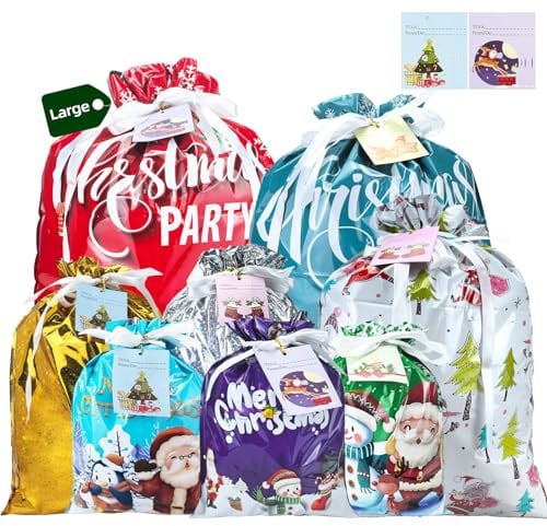 CNMTCCO Große Geschenktüten Weihnachten, Tüten Süßigkeiten Partytüten Süße Taschen Kekstüten Geschenktüte Mitgebsel Beutel für Verpacken (Lot de 16)