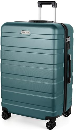 TANTOMI Koffer Groß, Reisekoffer Hartschalenkoffer, Koffer & Trolley mit Passwortsperre, Hartschale Suitcase mit 4 Rollen(Helles Dunkelgrün)