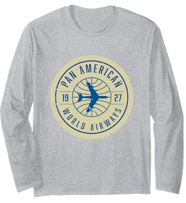 Pan Am 1927 World Airways Plane Badge Logo Long Sleeve T-Shirt